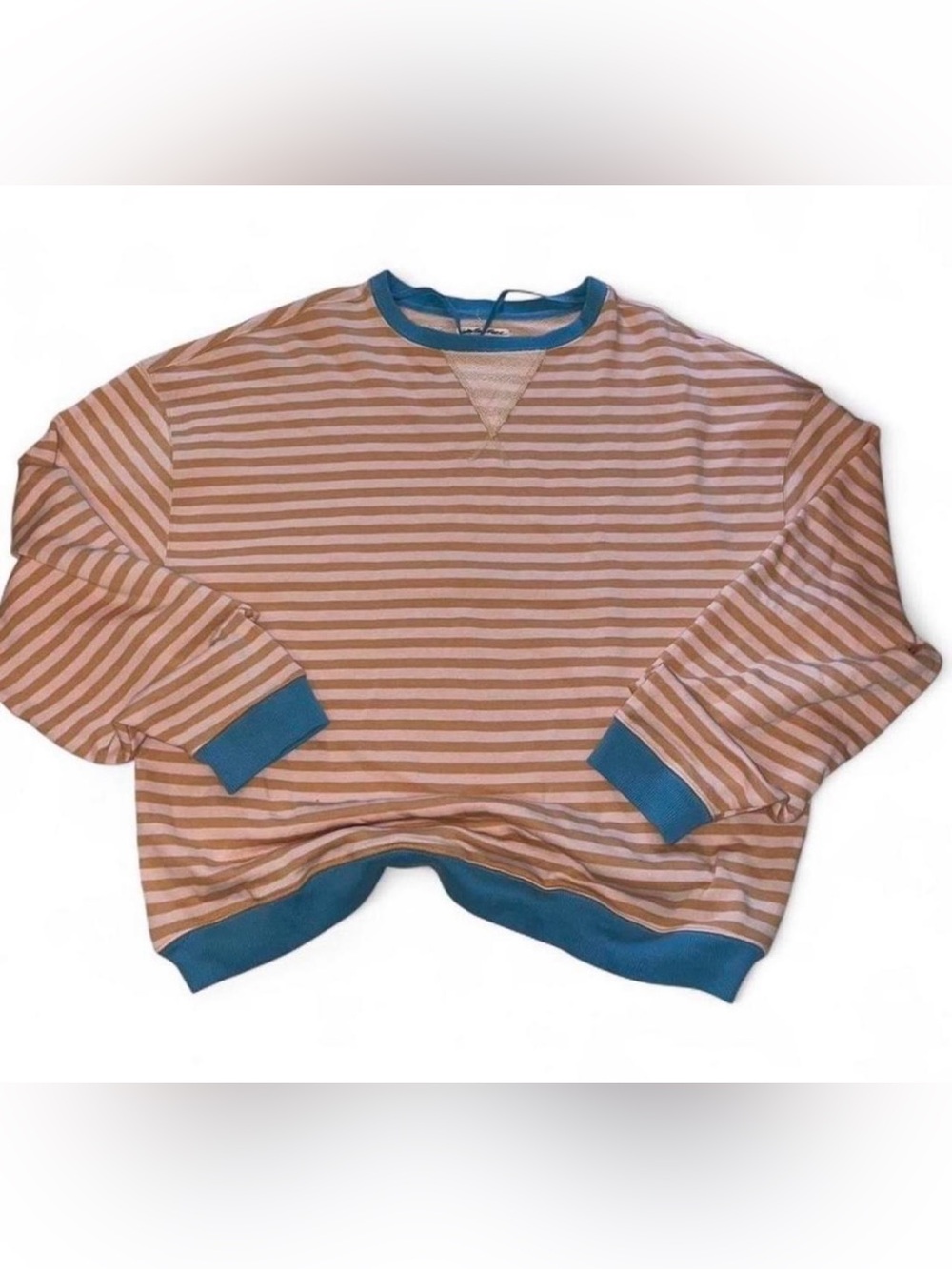 Free People We the Free Orange blue relaxed oversized fit long sleeve L New